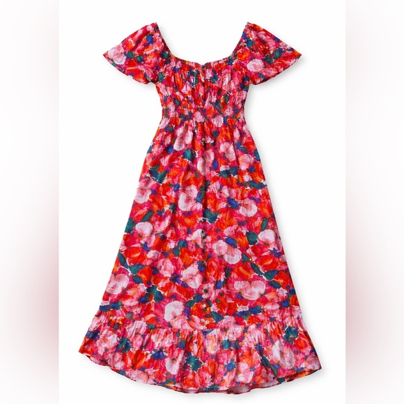 Abel the Label Floral Midi Dress Pink Red Size L - Picture 4 of 15